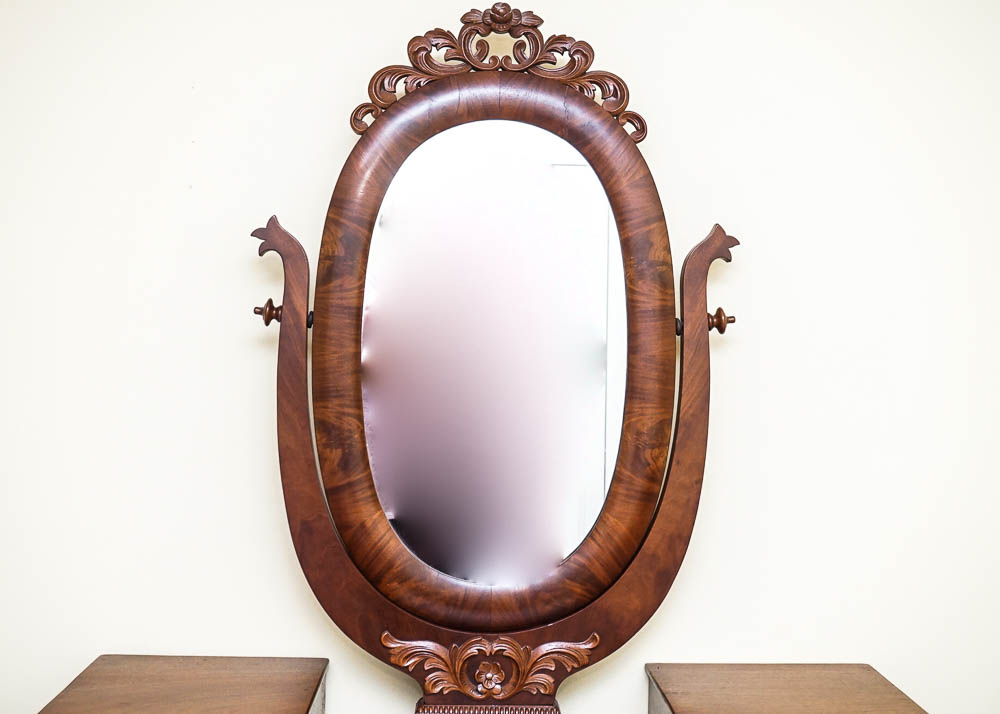 Mid to Late 19th Century Victorian Marble Top Dresser With Mirror