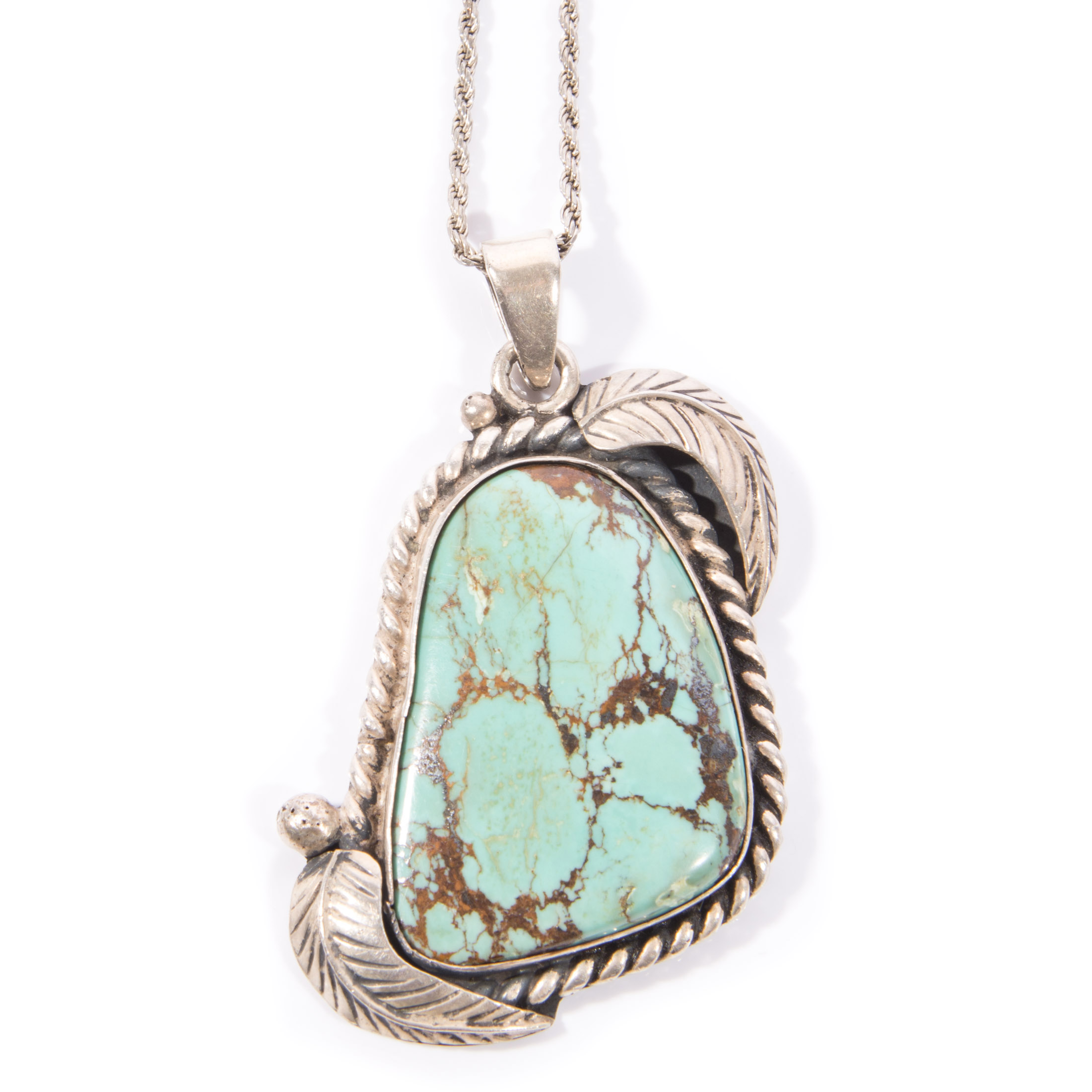 Native American Style Sterling Silver Turquoise Pendant
