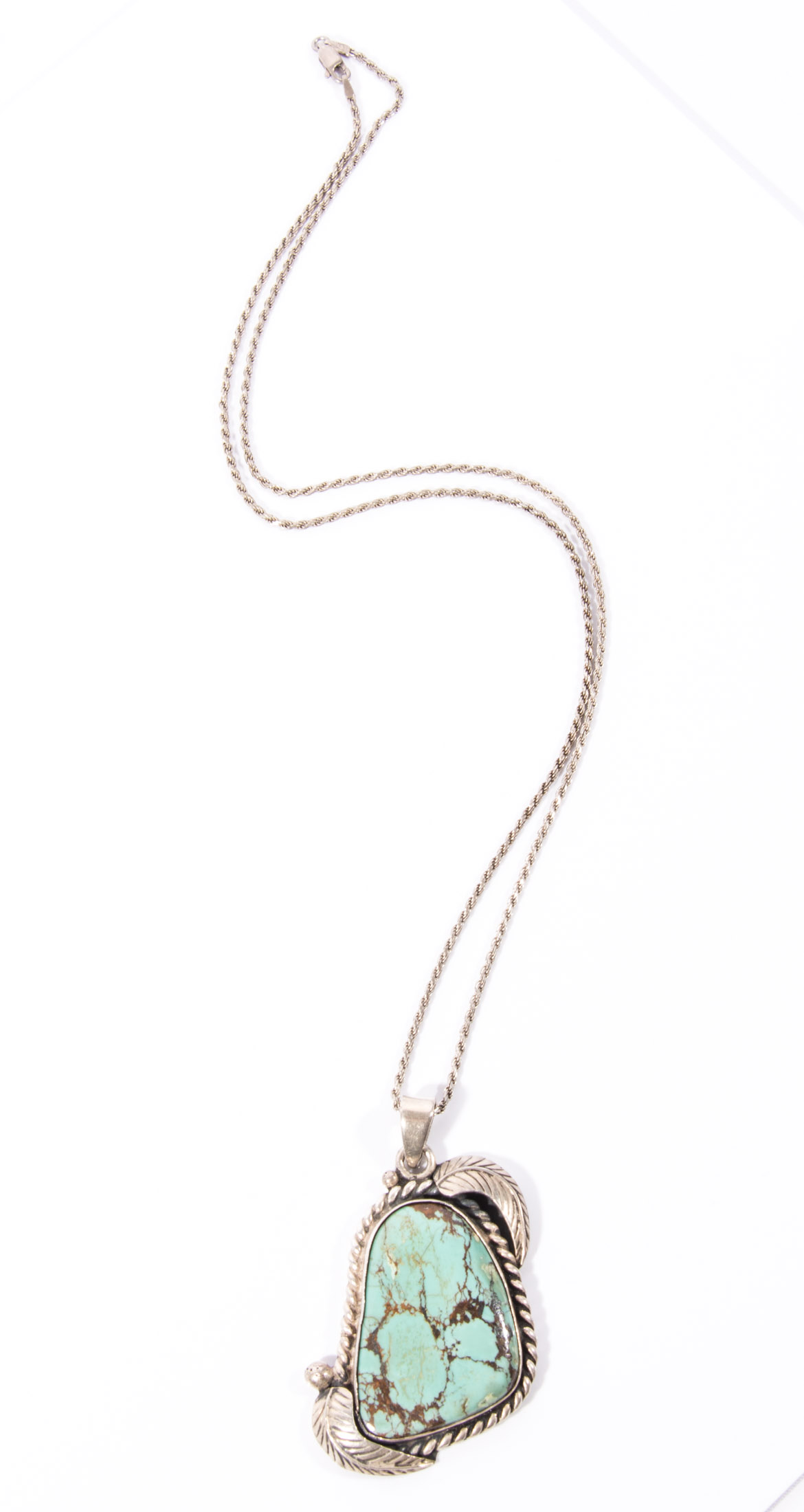 Native American Style Sterling Silver Turquoise Pendant