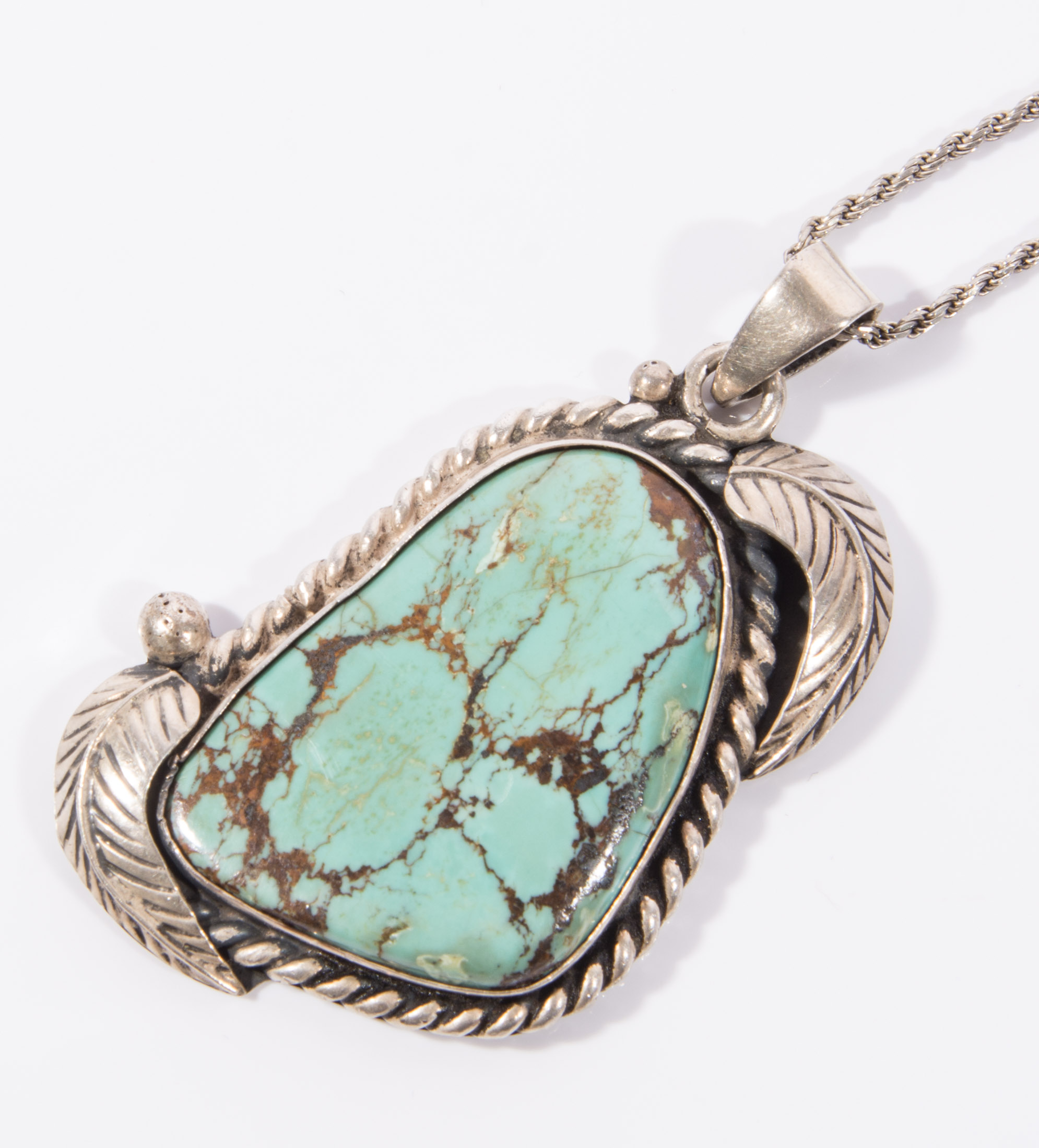 Native American Style Sterling Silver Turquoise Pendant