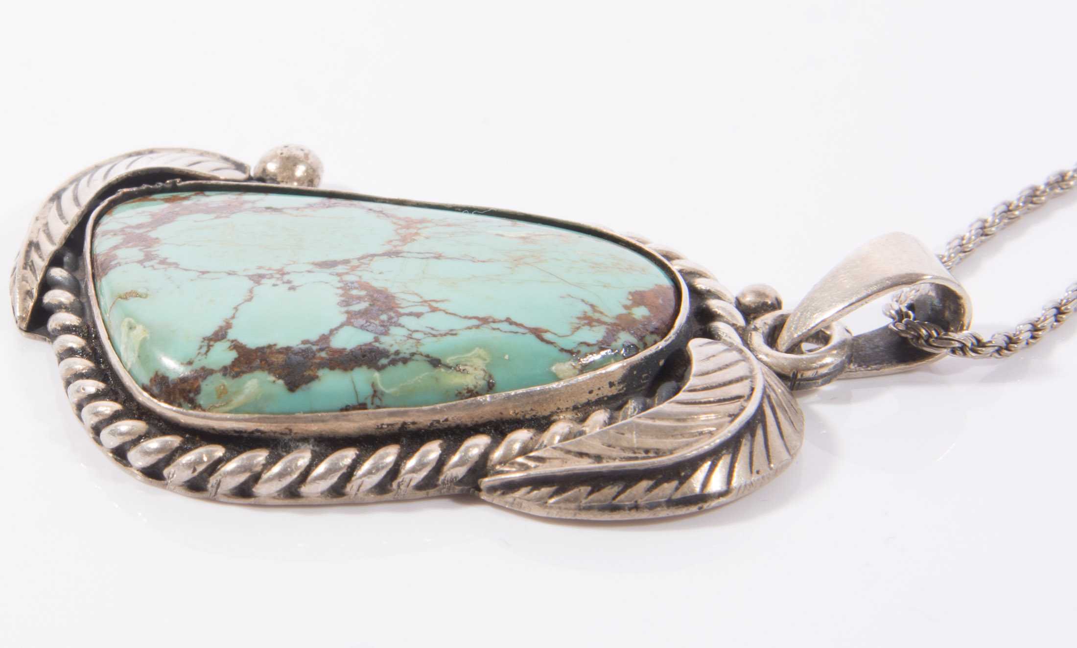 Native American Style Sterling Silver Turquoise Pendant