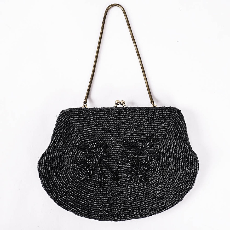 Vintage Black Beaded Handbag