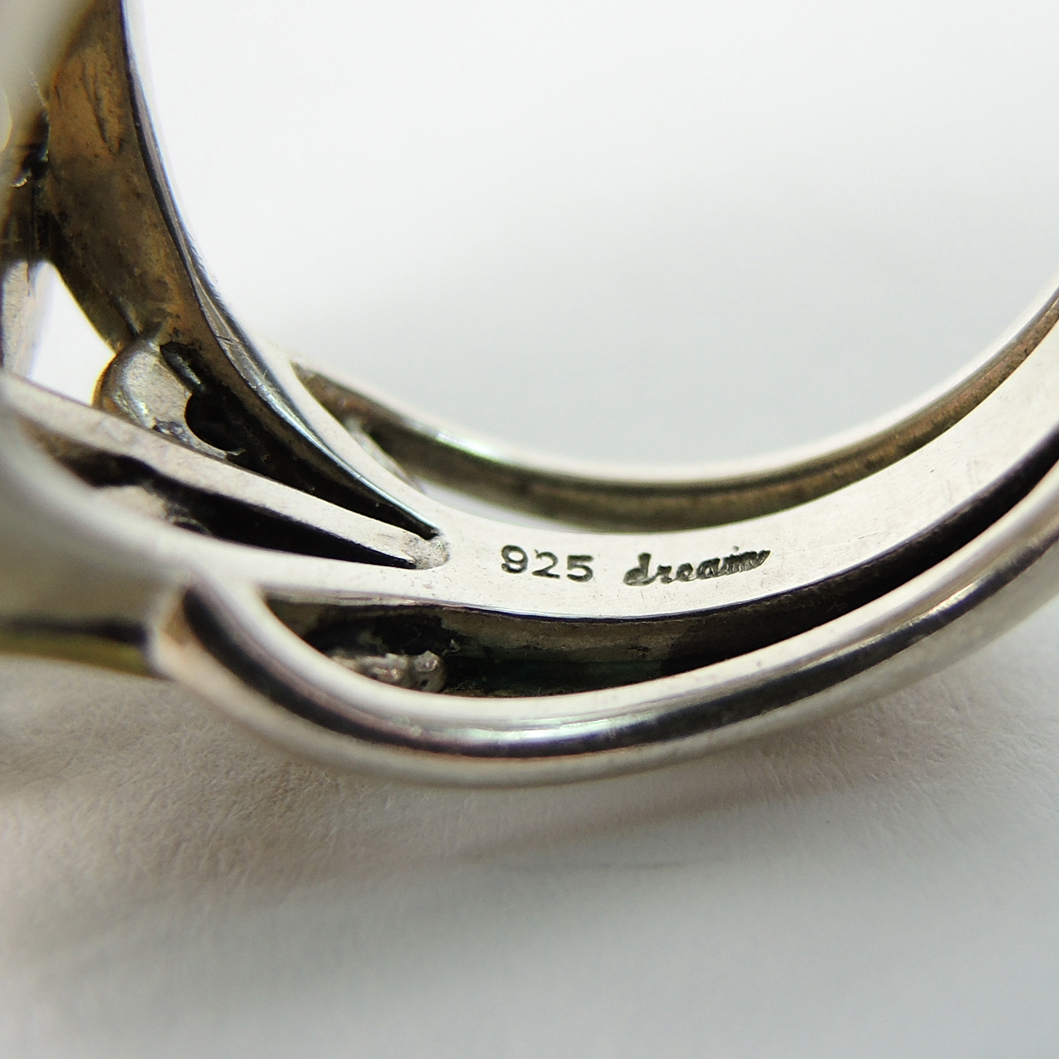 Silver Dream Carved Mother of Pearl Flower Ring