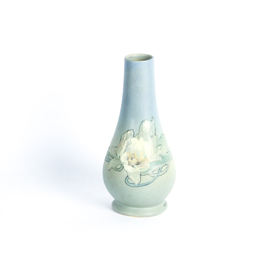 Weller Blue & Green Floral Vase