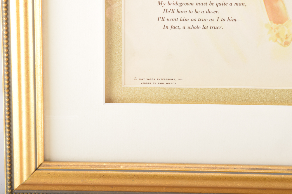 Framed June 1948 "Esquire" Pin-Up Girl Calendar Page