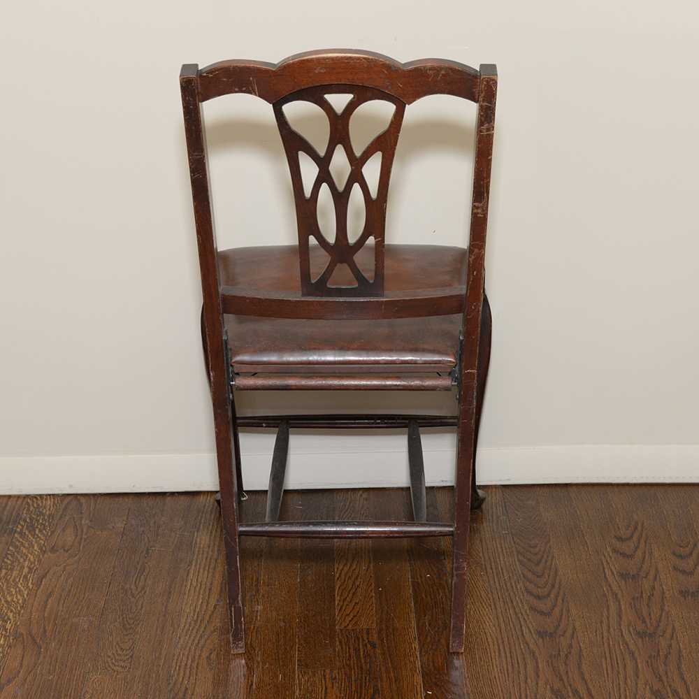 Vintage Mahogany Folding Card Table With Chairs