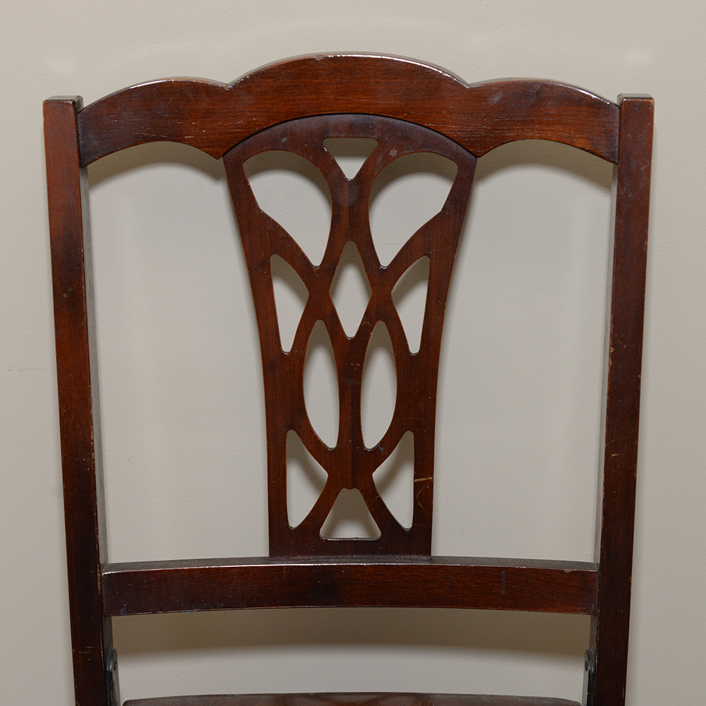 Vintage Mahogany Folding Card Table With Chairs