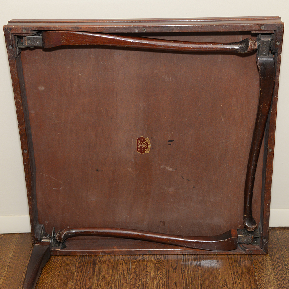 Vintage Mahogany Folding Card Table With Chairs