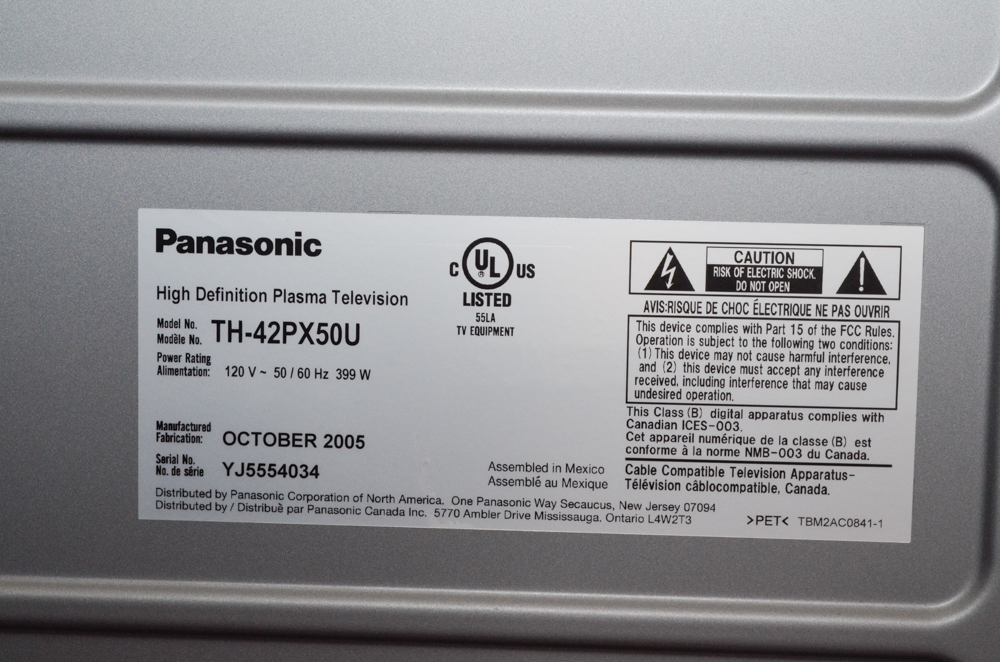 Panasonic 42" HD Plasma Television