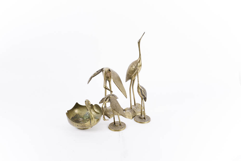 Vintage Mid Century Brass Bird Decor