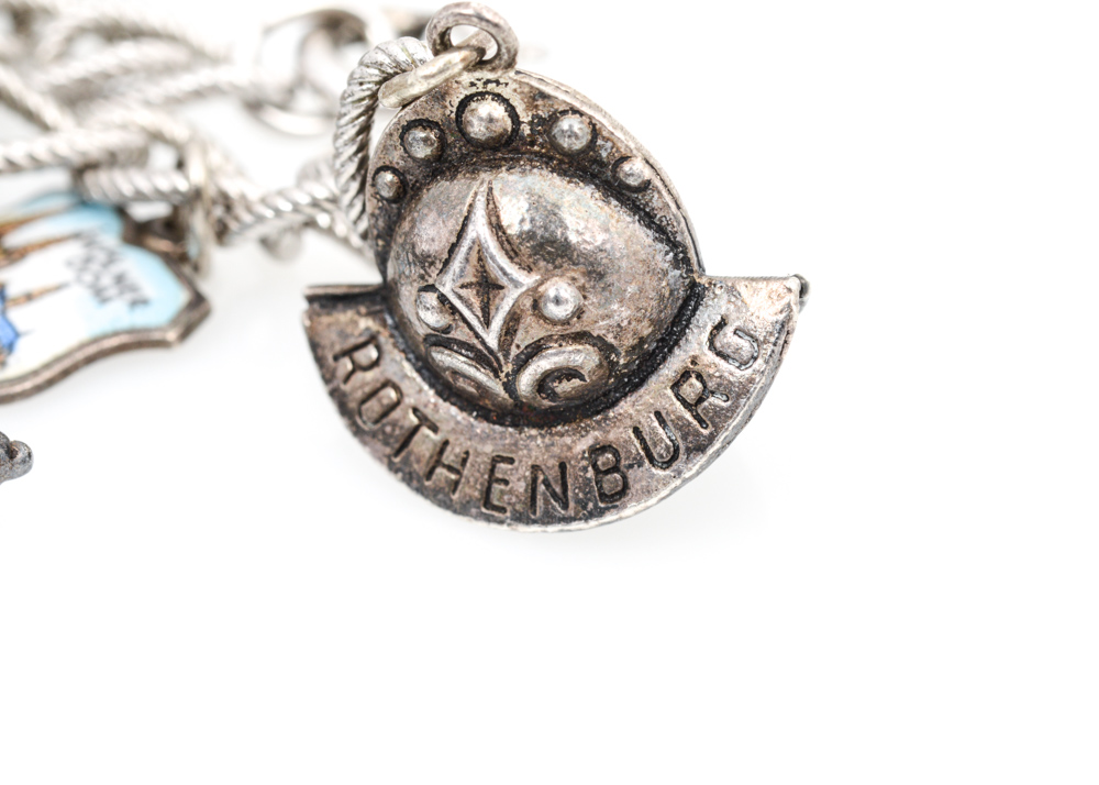 Sterling and 800 Silver Destination Themed Charm Bracelet