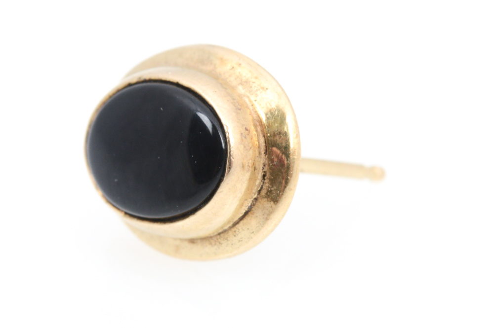 14K Yellow Gold Onyx Stud Earrings