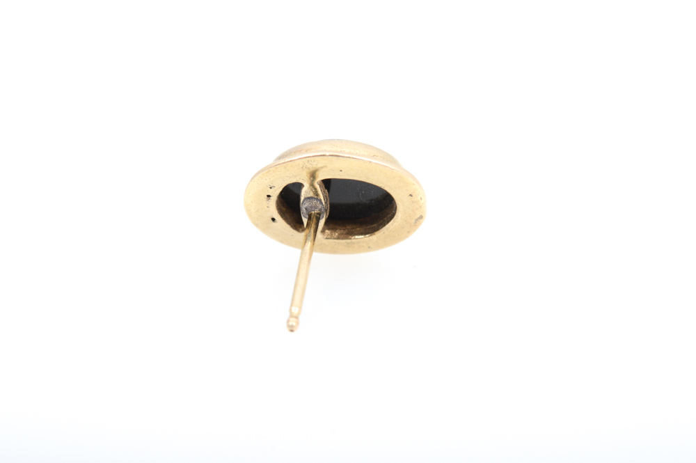 14K Yellow Gold Onyx Stud Earrings