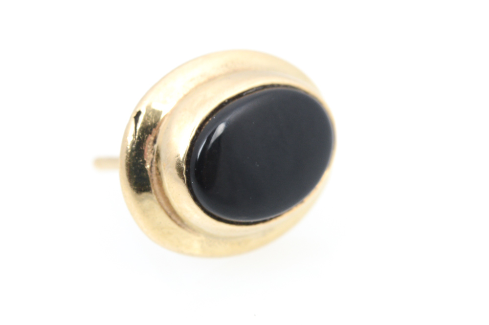 14K Yellow Gold Onyx Stud Earrings