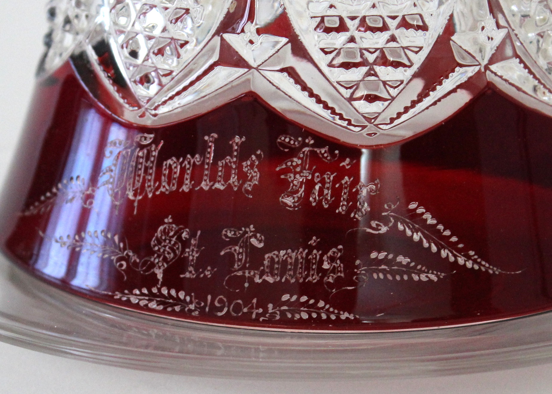 1904 World's Fair George Duncan Ruby Flash Glass Butter Lid