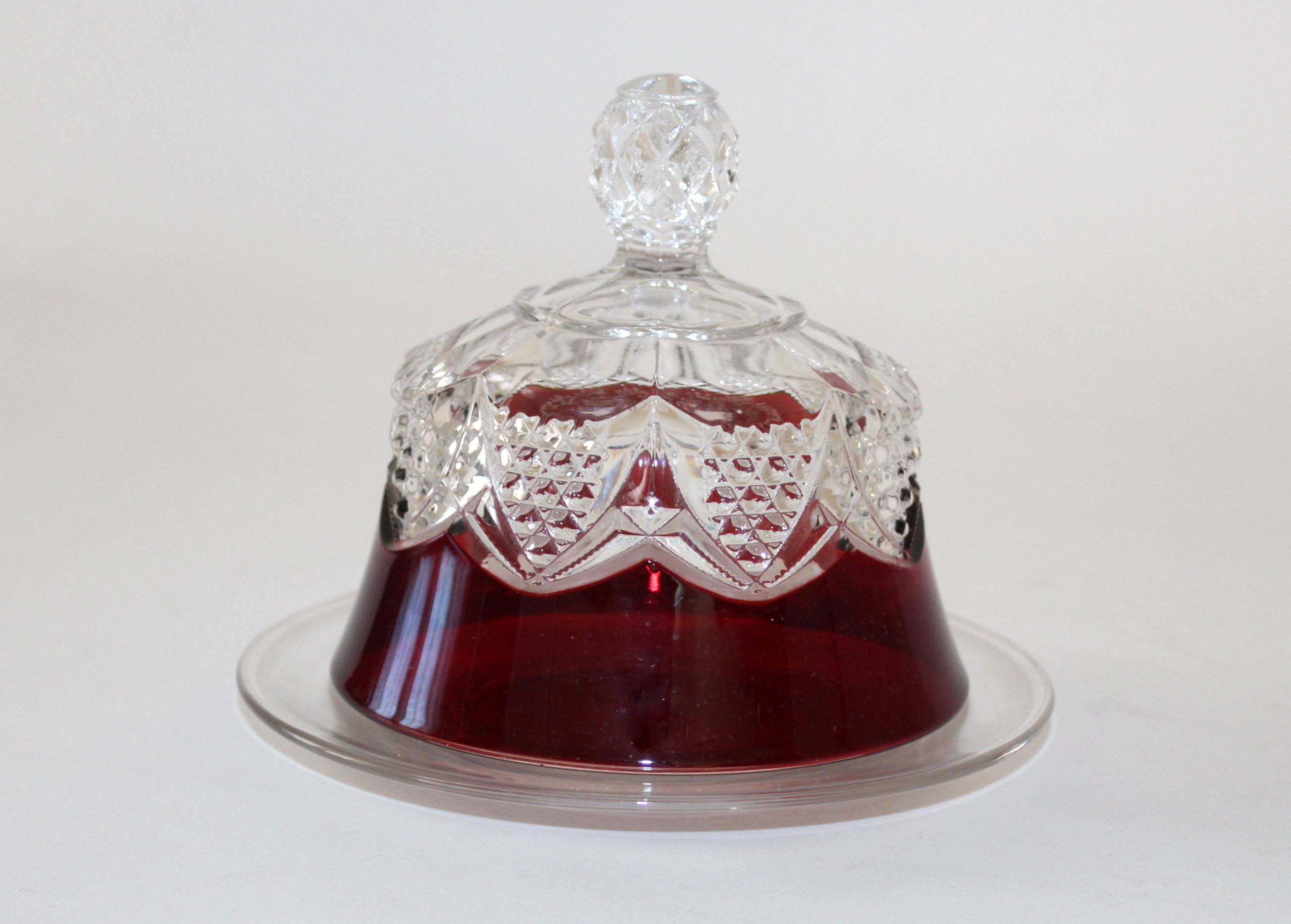 1904 World's Fair George Duncan Ruby Flash Glass Butter Lid