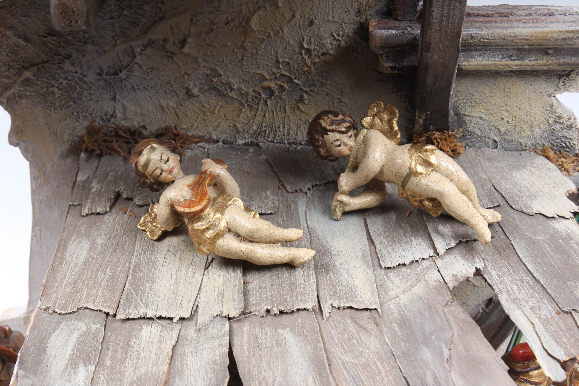 Vintage Carved Painted Wood Nativity