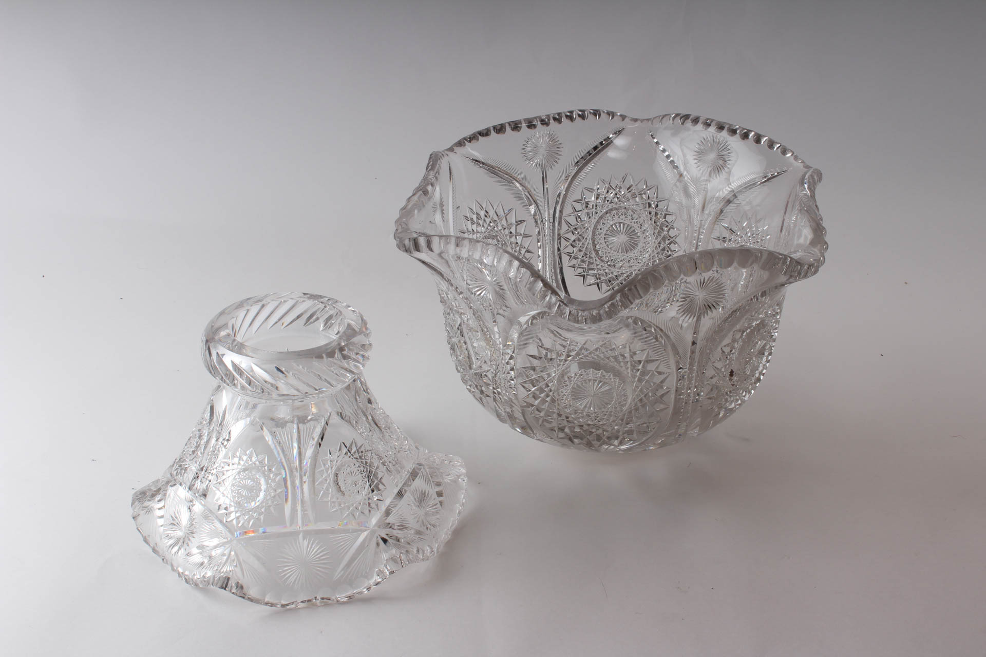 American Brilliant Period Punch Bowl With Ladle