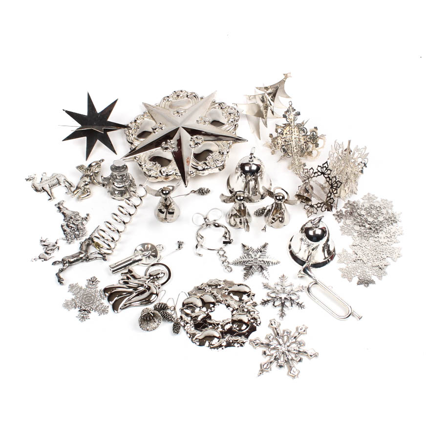 Silver Plate and Pewter Christmas Ornaments