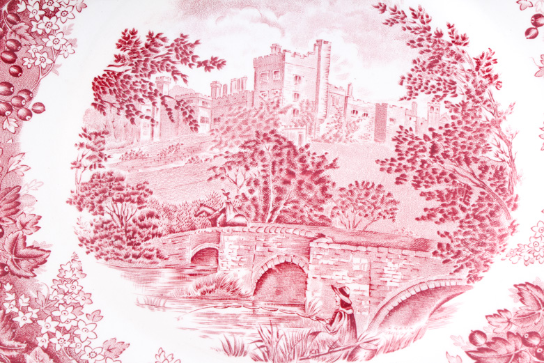 England "Red Willow" Porcelain Plates by J&G Meakin