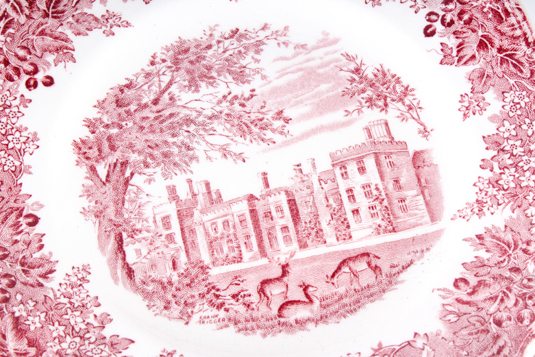 England "Red Willow" Porcelain Plates by J&G Meakin