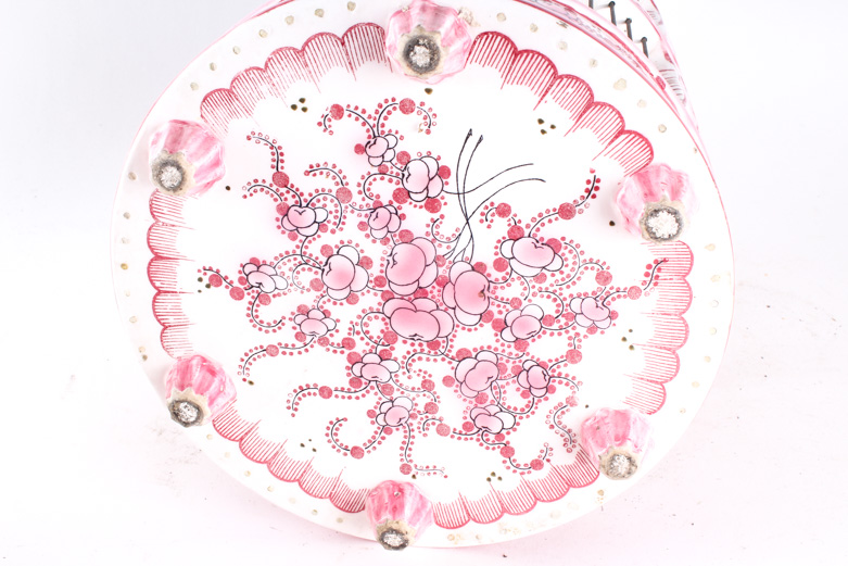 Antique Chinese Porcelain Bird Cage with Ceramic Bird