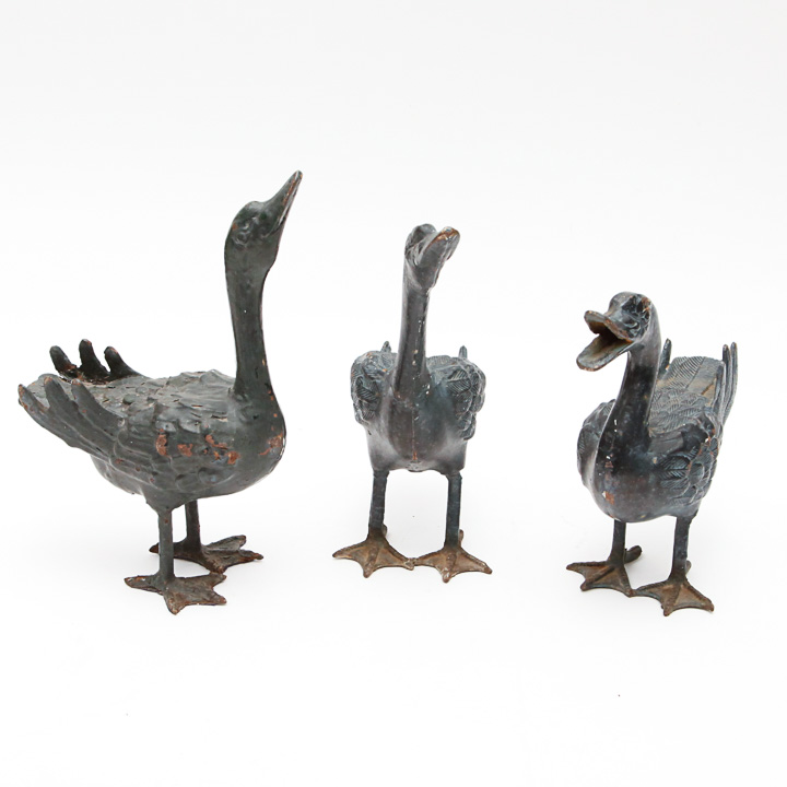 Antique Cast Iron Geese Figurines