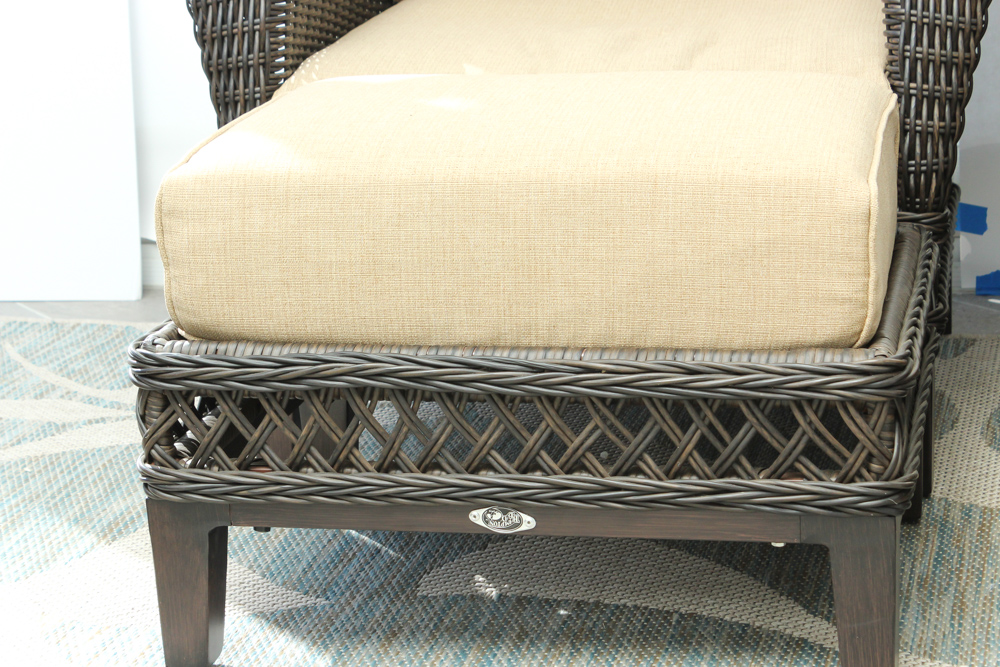 Two Hampton Bay "Woodbury" Wicker Patio Chairs with Ottomans