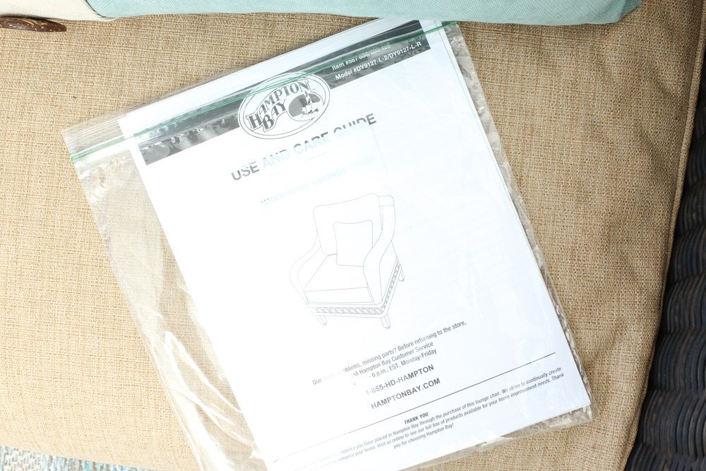 Two Hampton Bay "Woodbury" Wicker Patio Chairs with Ottomans