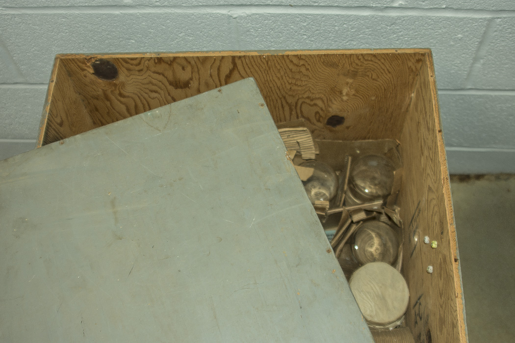 Wood Crate with Lab Glassware