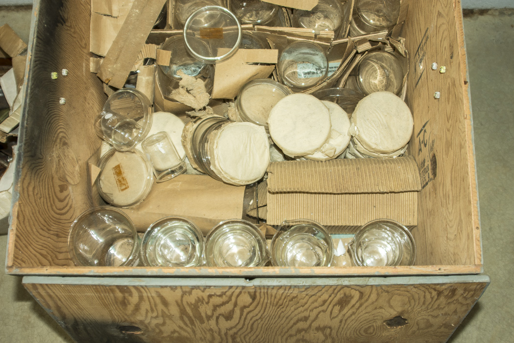 Wood Crate with Lab Glassware