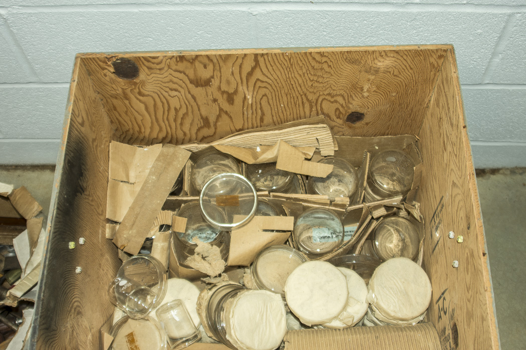 Wood Crate with Lab Glassware