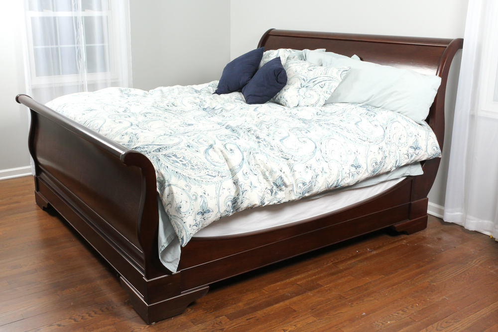 Restoration Hardware "Marston" Cherry King Sleigh Bed by Michaels Furniture