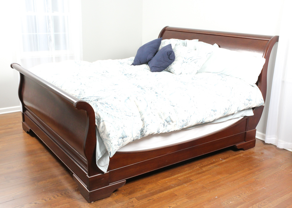Restoration Hardware "Marston" Cherry King Sleigh Bed by Michaels Furniture