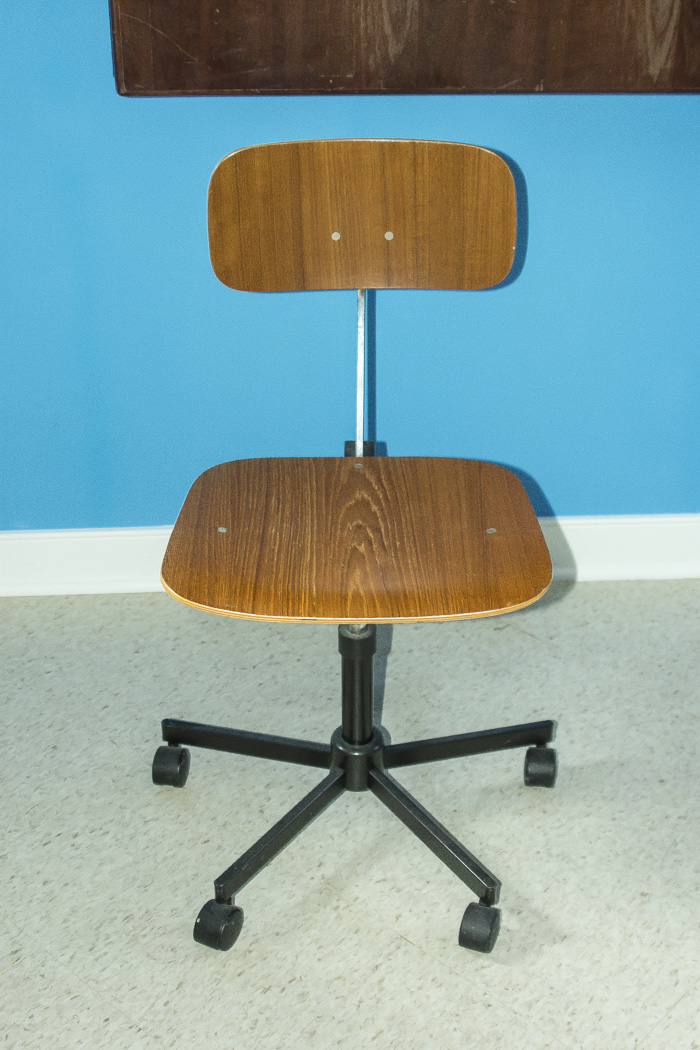 Wood and Metal Desk and Wood Office Chair