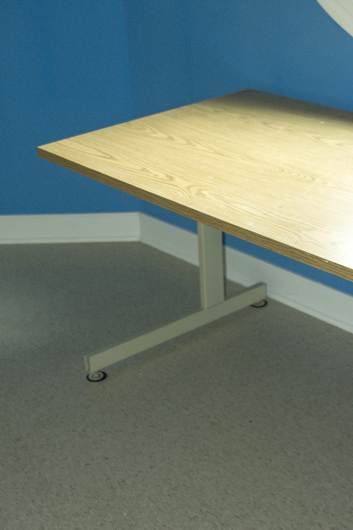 Wood and Metal Desk and Wood Office Chair