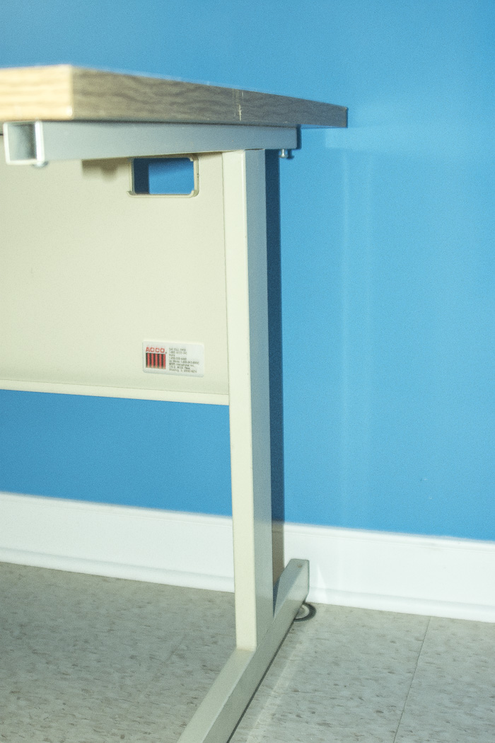 Wood and Metal Desk and Wood Office Chair