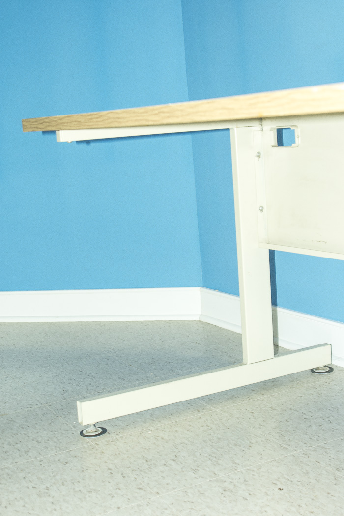 Wood and Metal Desk and Wood Office Chair