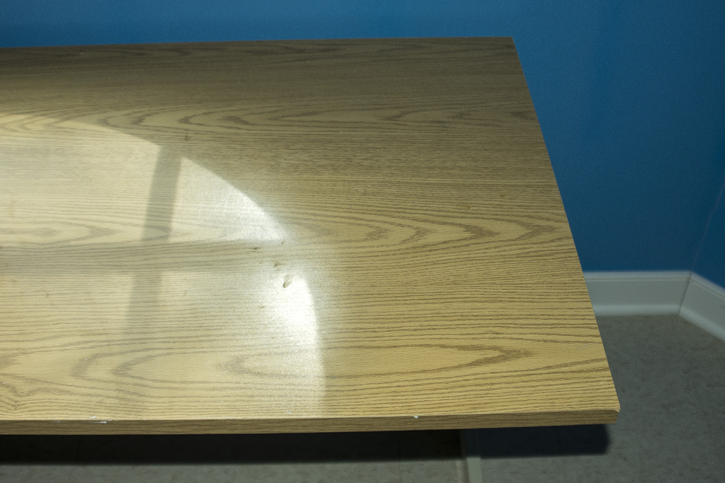 Wood and Metal Desk and Wood Office Chair