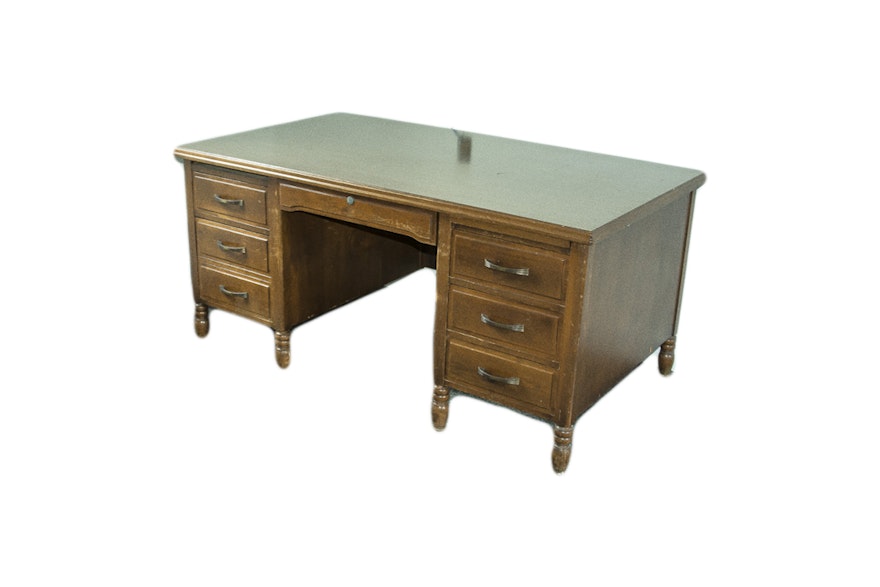 Double Pedestal Wood Desk