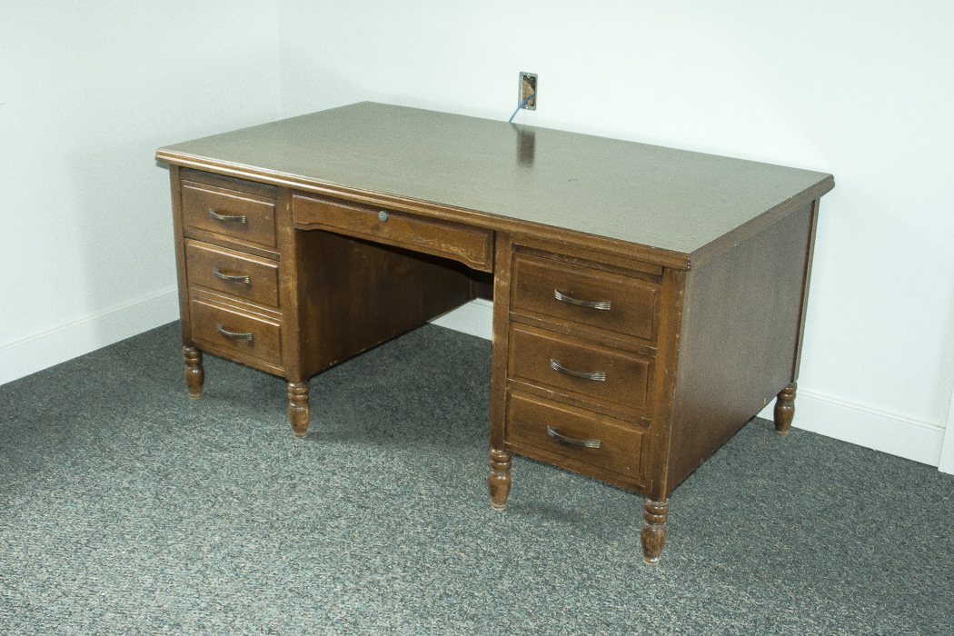 Double Pedestal Wood Desk