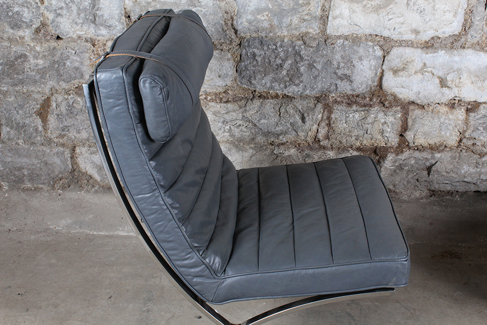 Leather Barcelona Style Chair with Ottoman