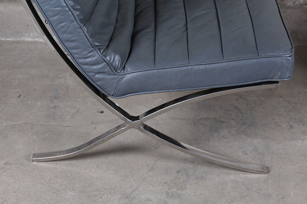 Leather Barcelona Style Chair with Ottoman