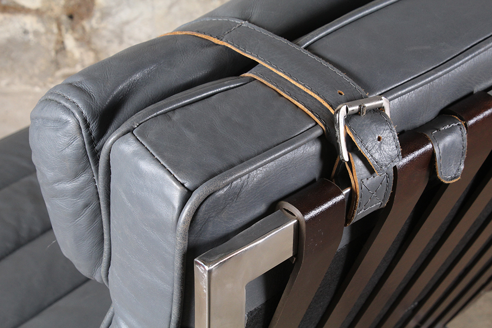 Leather Barcelona Style Chair with Ottoman