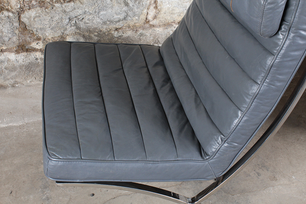 Leather Barcelona Style Chair with Ottoman