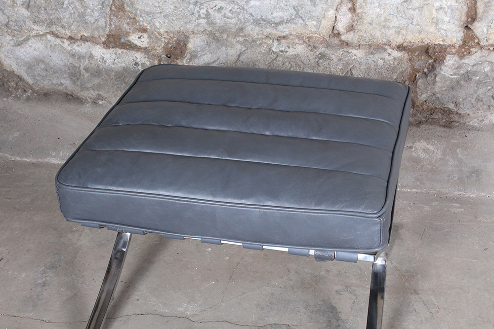 Leather Barcelona Style Chair with Ottoman