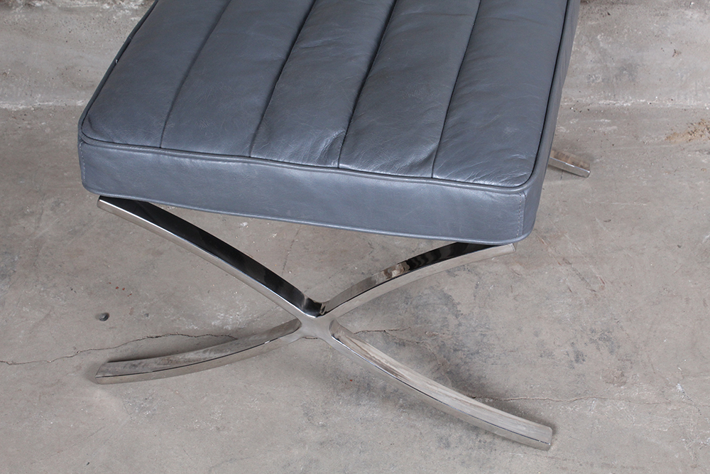 Leather Barcelona Style Chair with Ottoman