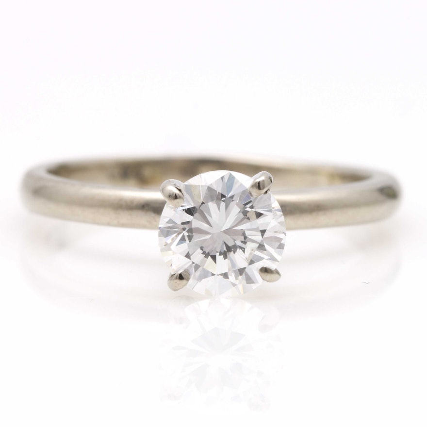 14K White Gold GIA Certified Diamond Solitaire Ring