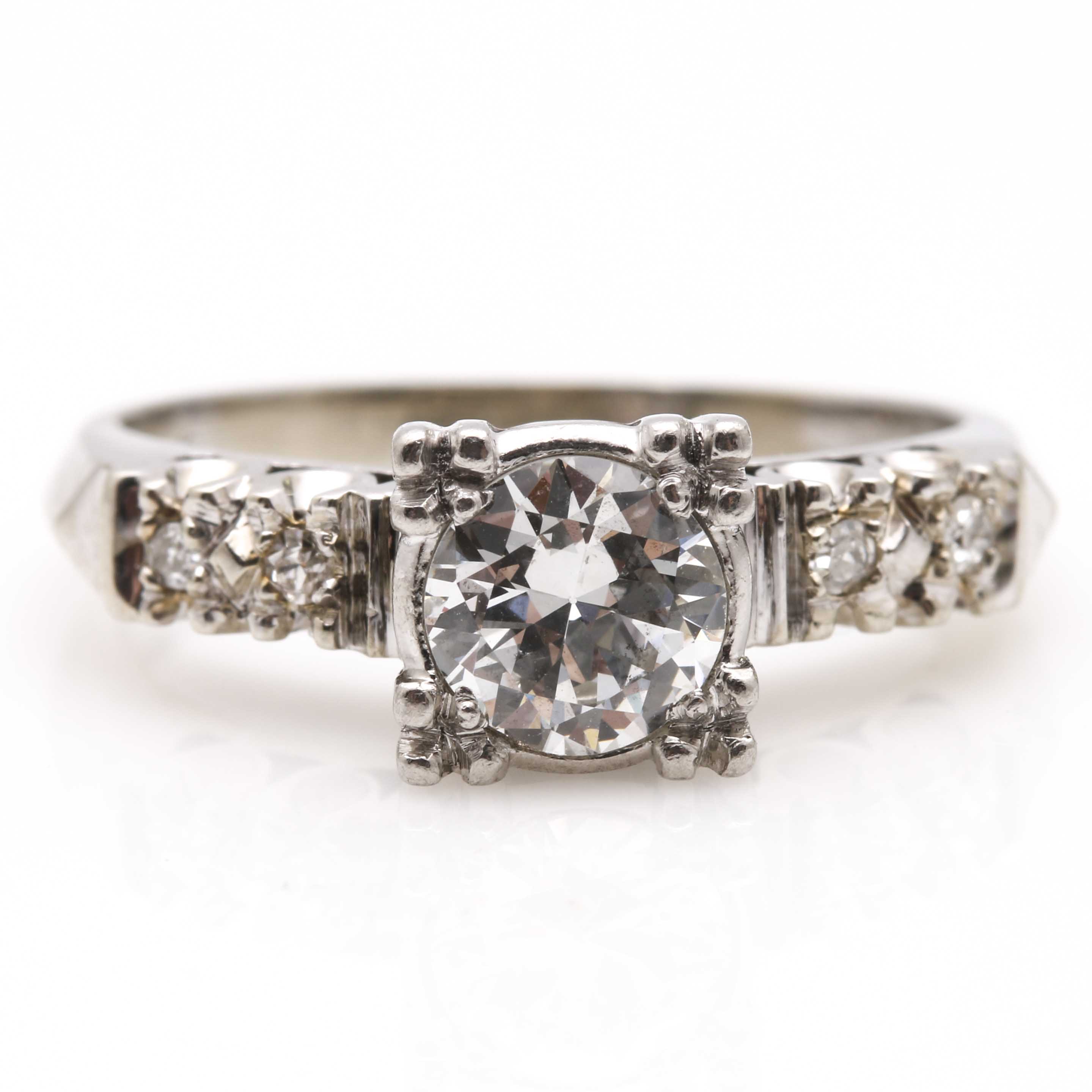 Vintage 14K White Gold Diamond Ring
