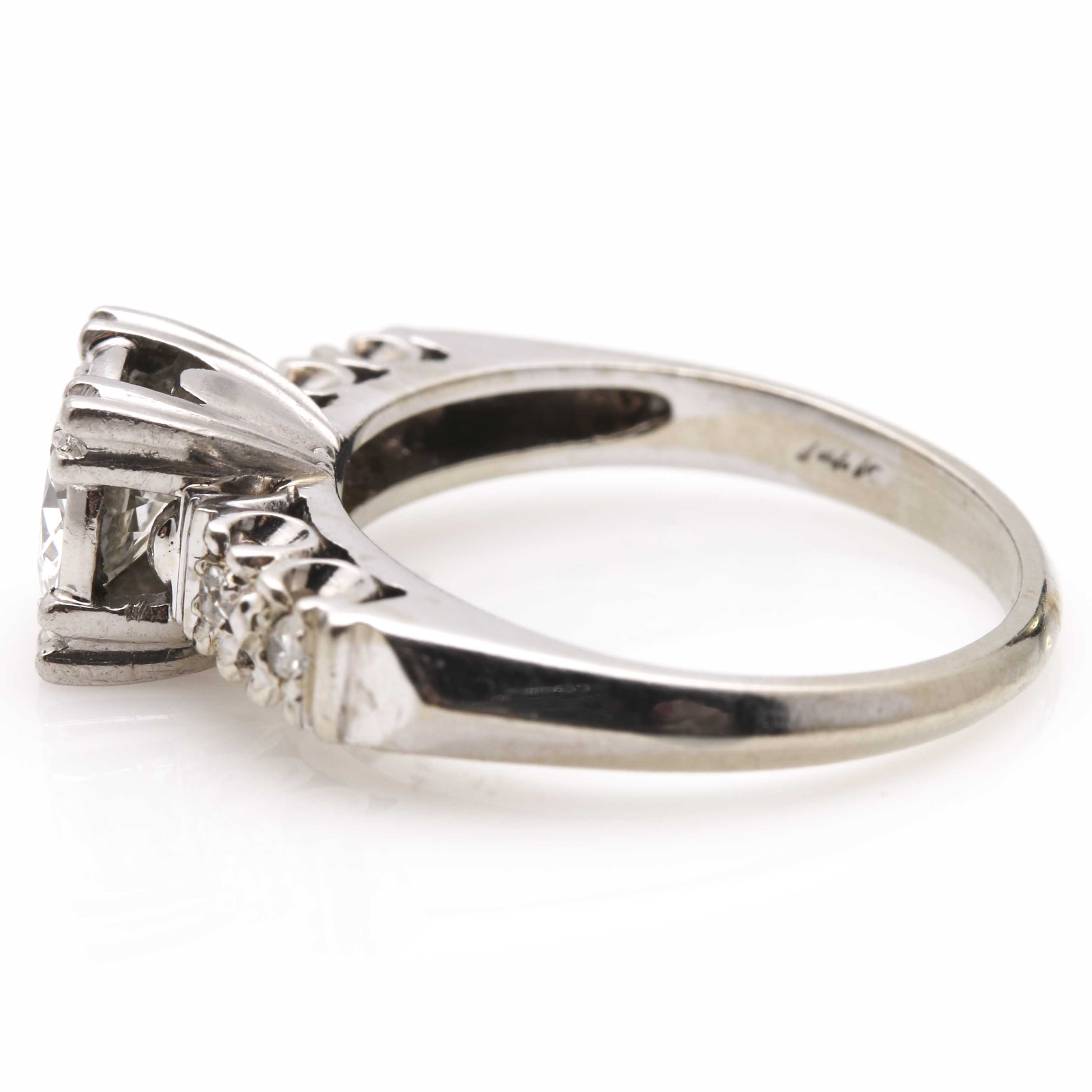 Vintage 14K White Gold Diamond Ring